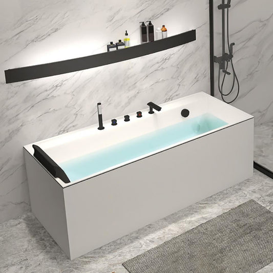 Modern Rectangular Bathtub Acrylic Soaking White Back to Wall Bathtub Clearhalo 'Bathroom Remodel & Bathroom Fixtures' 'Bathtubs' 'Home Improvement' 'home_improvement' 'home_improvement_bathtubs' 'Showers & Bathtubs' 7384479