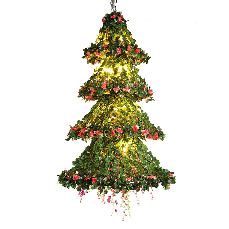 Tree Shape Restaurant Chandelier Lamp Factory 18 Bulbs Green Plant Hanging Ceiling Light Clearhalo 'Cast Iron' 'Ceiling Lights' 'Chandeliers' 'Industrial Chandeliers' 'Industrial' 'Metal' 'Middle Century Chandeliers' 'Rustic Chandeliers' 'Tiffany' Lighting' 738678