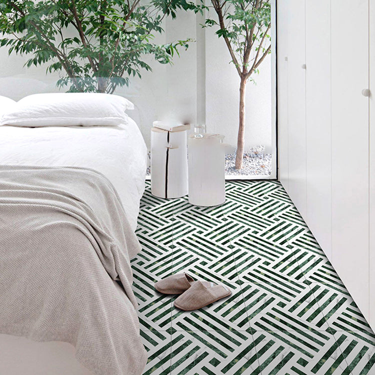 Modern Style Floor Tile Square Straight Edge Waterproof Floor Tile Dark Green White 182 Pieces Clearhalo 'Floor Tiles & Wall Tiles' 'floor_tiles_wall_tiles' 'Flooring 'Home Improvement' 'home_improvement' 'home_improvement_floor_tiles_wall_tiles' Walls and Ceiling' 7387957