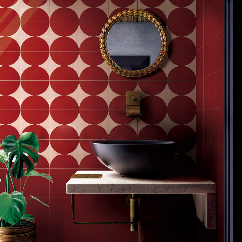 Modern Style Waterproof Floor Tile Geometric Pattern Straight Edge Square Floor Tile Red-Yellow 150 Pieces Clearhalo 'Floor Tiles & Wall Tiles' 'floor_tiles_wall_tiles' 'Flooring 'Home Improvement' 'home_improvement' 'home_improvement_floor_tiles_wall_tiles' Walls and Ceiling' 7387972