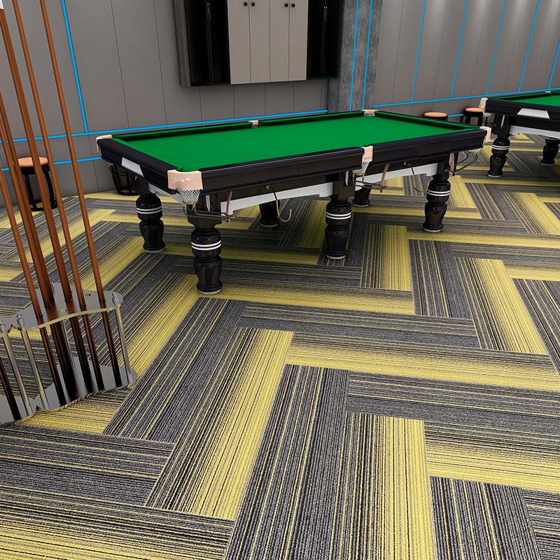 Modern Carpet Tiles Multi Level Loop Glue Down Non-Skid Carpet Tile for Foyer Yellow 40-Piece Set Vinyl Clearhalo 'Carpet Tiles & Carpet Squares' 'carpet_tiles_carpet_squares' 'Flooring 'Home Improvement' 'home_improvement' 'home_improvement_carpet_tiles_carpet_squares' Walls and Ceiling' 7389379