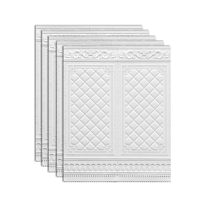 Plastic Backsplash Panels Peel and Stick Wainscoting with Waterproof White 5-Piece Set Clearhalo 'Flooring 'Home Improvement' 'home_improvement' 'home_improvement_wall_paneling' 'Wall Paneling' 'wall_paneling' 'Walls & Ceilings' Walls and Ceiling' 7391930