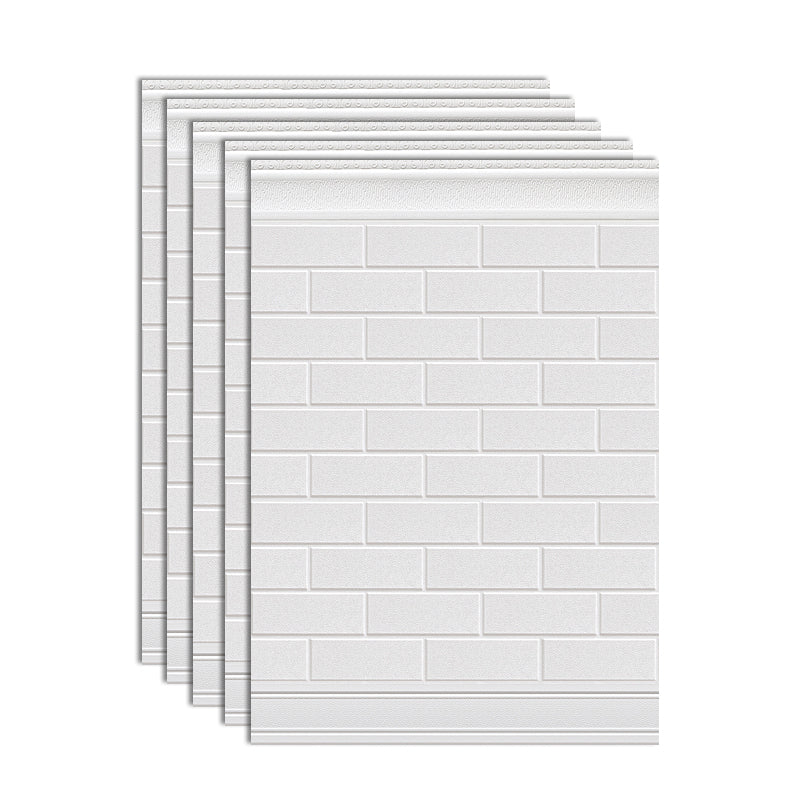 Plastic Backsplash Panels Peel and Stick Wainscoting with Waterproof Gloss White 5-Piece Set Clearhalo 'Flooring 'Home Improvement' 'home_improvement' 'home_improvement_wall_paneling' 'Wall Paneling' 'wall_paneling' 'Walls & Ceilings' Walls and Ceiling' 7391944