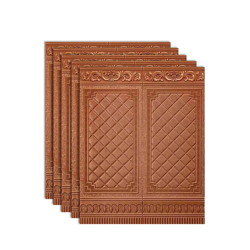 Plastic Backsplash Panels Peel and Stick Wainscoting with Waterproof Coppery 5-Piece Set Clearhalo 'Flooring 'Home Improvement' 'home_improvement' 'home_improvement_wall_paneling' 'Wall Paneling' 'wall_paneling' 'Walls & Ceilings' Walls and Ceiling' 7391952
