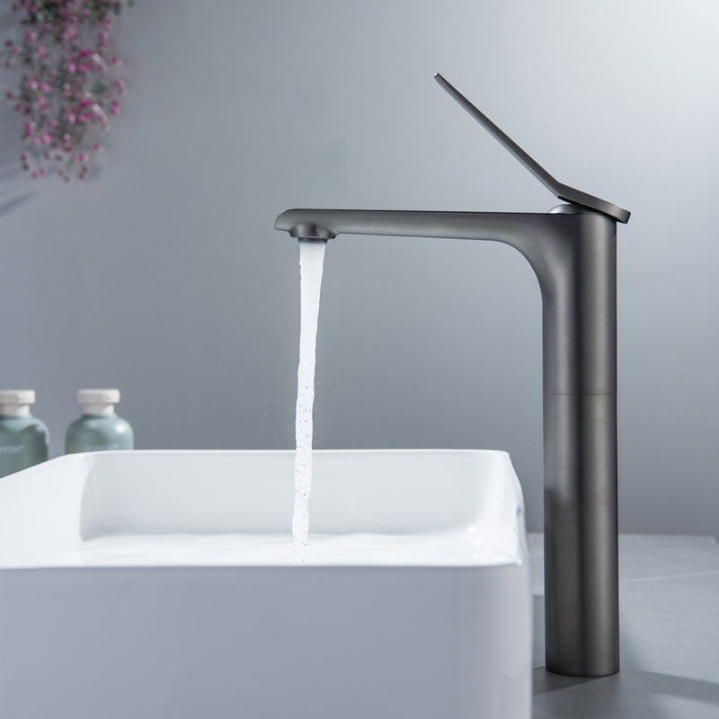 Circular Sink Faucet Scratch Resistant Single Lever Handle Vessel Sink Bathroom Faucet Grey 11" Clearhalo 'Bathroom Remodel & Bathroom Fixtures' 'Bathroom Sink Faucets' 'Bathroom Sinks & Faucet Components' 'bathroom_sink_faucets' 'Home Improvement' 'home_improvement' 'home_improvement_bathroom_sink_faucets' 7392376