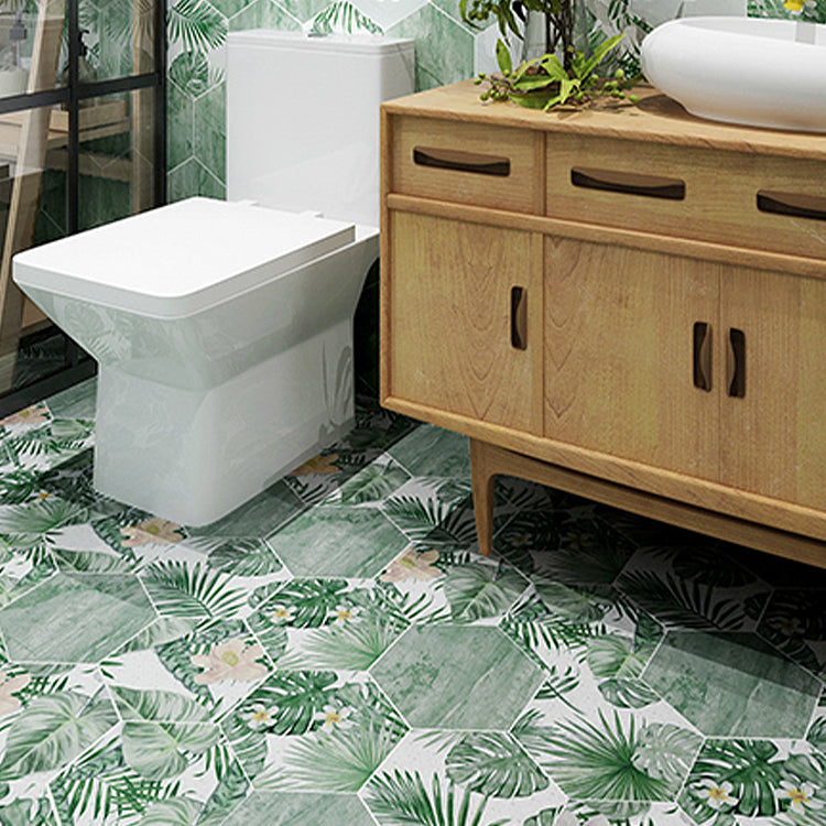 Porcelain Floor and Wall Tile Contemporary Floor and Wall Tile for Bathroom White Green 300 Pieces Clearhalo 'Floor Tiles & Wall Tiles' 'floor_tiles_wall_tiles' 'Flooring 'Home Improvement' 'home_improvement' 'home_improvement_floor_tiles_wall_tiles' Walls and Ceiling' 7392467