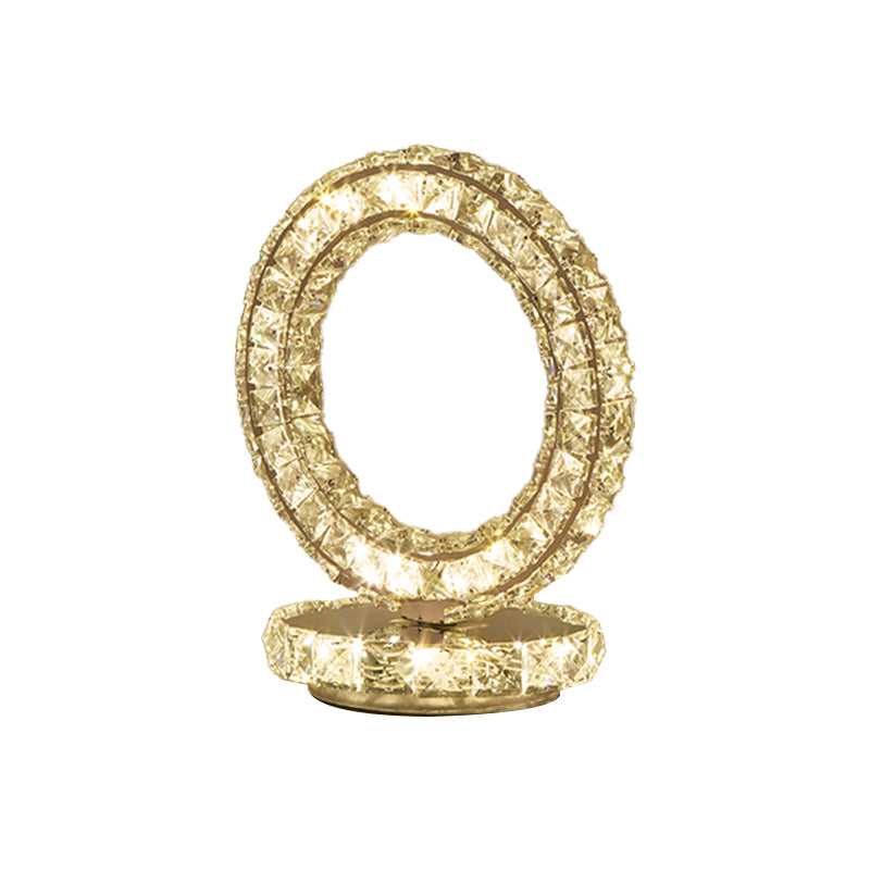 Metal Chrome Finish Night Table Light Loving Heart/Round LED Modernism Night Lamp with Crystal Accent for Bedside Clearhalo 'Lamps' 'Table Lamps' Lighting' 739573