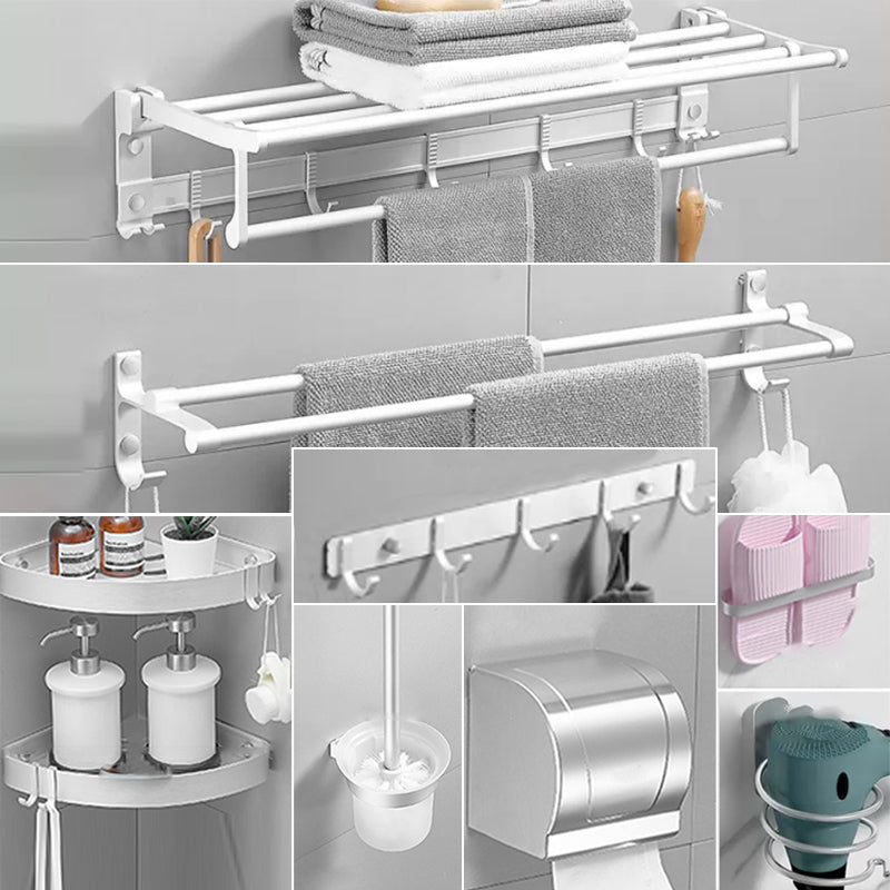 Modern Bathroom Accessories Hardware Set White Metal Bathroom Accessory Kit 9-Piece Set Clearhalo 'Bathroom Hardware Sets' 'Bathroom Hardware' 'Bathroom Remodel & Bathroom Fixtures' 'bathroom_hardware_sets' 'Home Improvement' 'home_improvement' 'home_improvement_bathroom_hardware_sets' 7397071