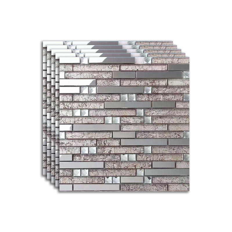 Modern Mosaic Tile Glass Brick Look Wall Tile with Scratch Resistant Silver Clearhalo 'Floor Tiles & Wall Tiles' 'floor_tiles_wall_tiles' 'Flooring 'Home Improvement' 'home_improvement' 'home_improvement_floor_tiles_wall_tiles' Walls and Ceiling' 7398214