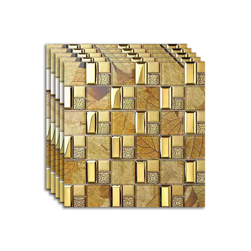 Modern Mosaic Tile Glass Brick Look Wall Tile with Scratch Resistant Gold Clearhalo 'Floor Tiles & Wall Tiles' 'floor_tiles_wall_tiles' 'Flooring 'Home Improvement' 'home_improvement' 'home_improvement_floor_tiles_wall_tiles' Walls and Ceiling' 7398224