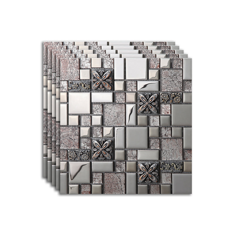 Modern Mosaic Tile Glass Brick Look Wall Tile with Scratch Resistant Aged Silver Clearhalo 'Floor Tiles & Wall Tiles' 'floor_tiles_wall_tiles' 'Flooring 'Home Improvement' 'home_improvement' 'home_improvement_floor_tiles_wall_tiles' Walls and Ceiling' 7398228