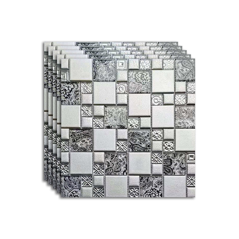Modern Mosaic Tile Glass Brick Look Wall Tile with Scratch Resistant Silver Gray Clearhalo 'Floor Tiles & Wall Tiles' 'floor_tiles_wall_tiles' 'Flooring 'Home Improvement' 'home_improvement' 'home_improvement_floor_tiles_wall_tiles' Walls and Ceiling' 7398232
