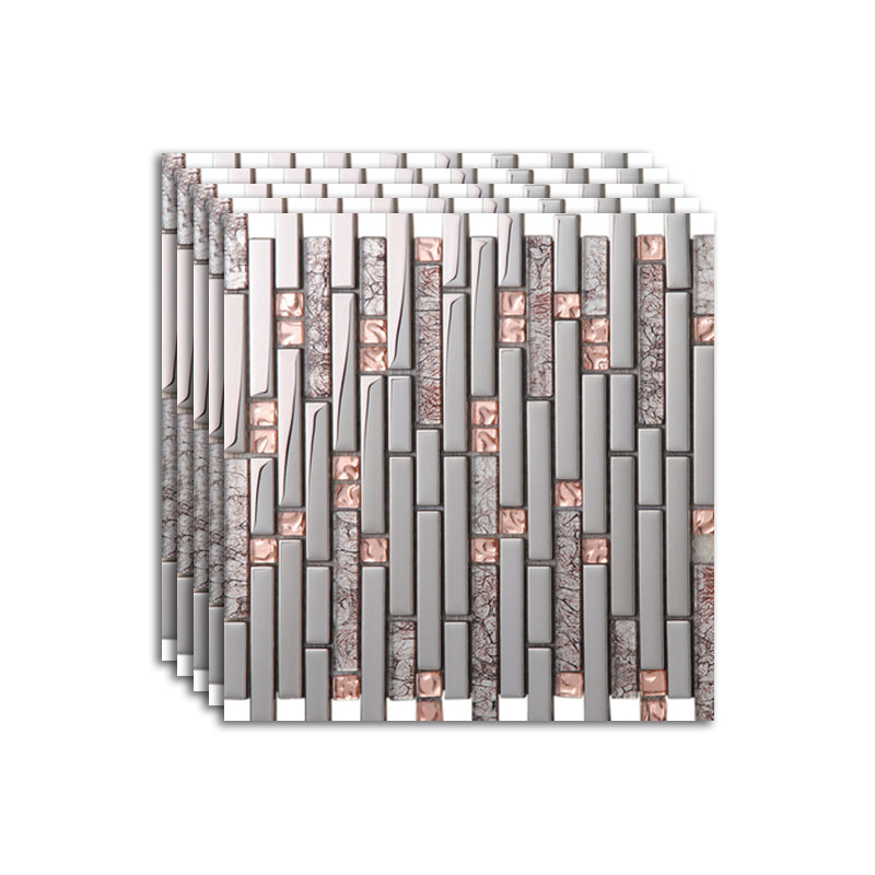 Modern Mosaic Tile Glass Brick Look Wall Tile with Scratch Resistant Champagne Silver Clearhalo 'Floor Tiles & Wall Tiles' 'floor_tiles_wall_tiles' 'Flooring 'Home Improvement' 'home_improvement' 'home_improvement_floor_tiles_wall_tiles' Walls and Ceiling' 7398238