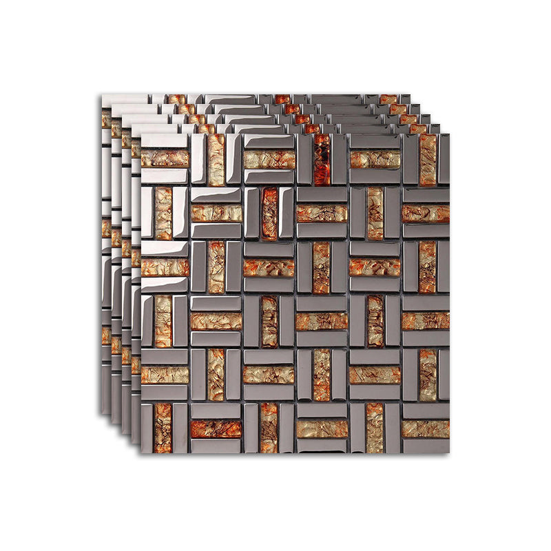 Modern Mosaic Tile Glass Brick Look Wall Tile with Scratch Resistant Grey/ Orange Clearhalo 'Floor Tiles & Wall Tiles' 'floor_tiles_wall_tiles' 'Flooring 'Home Improvement' 'home_improvement' 'home_improvement_floor_tiles_wall_tiles' Walls and Ceiling' 7398244