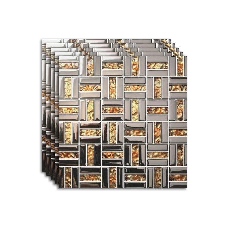 Modern Mosaic Tile Glass Brick Look Wall Tile with Scratch Resistant Gold/ Silver Clearhalo 'Floor Tiles & Wall Tiles' 'floor_tiles_wall_tiles' 'Flooring 'Home Improvement' 'home_improvement' 'home_improvement_floor_tiles_wall_tiles' Walls and Ceiling' 7398245