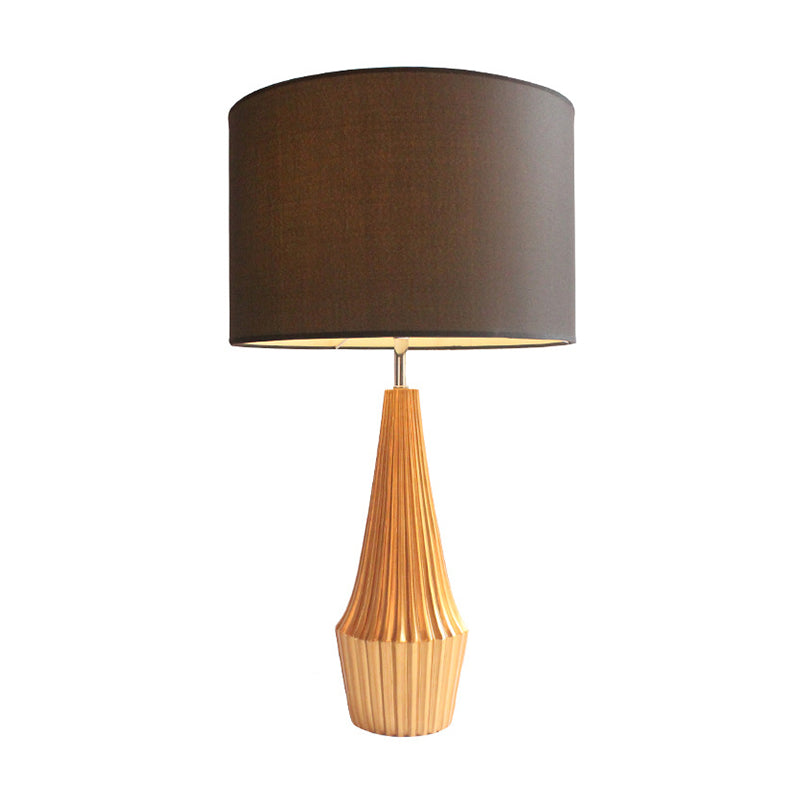 Resin Ridged Teardrop Shaped Night Light Contemporary 1 Bulb Table Lamp with Black/White Round Fabric Shade Clearhalo 'Lamps' 'Table Lamps' Lighting' 740006