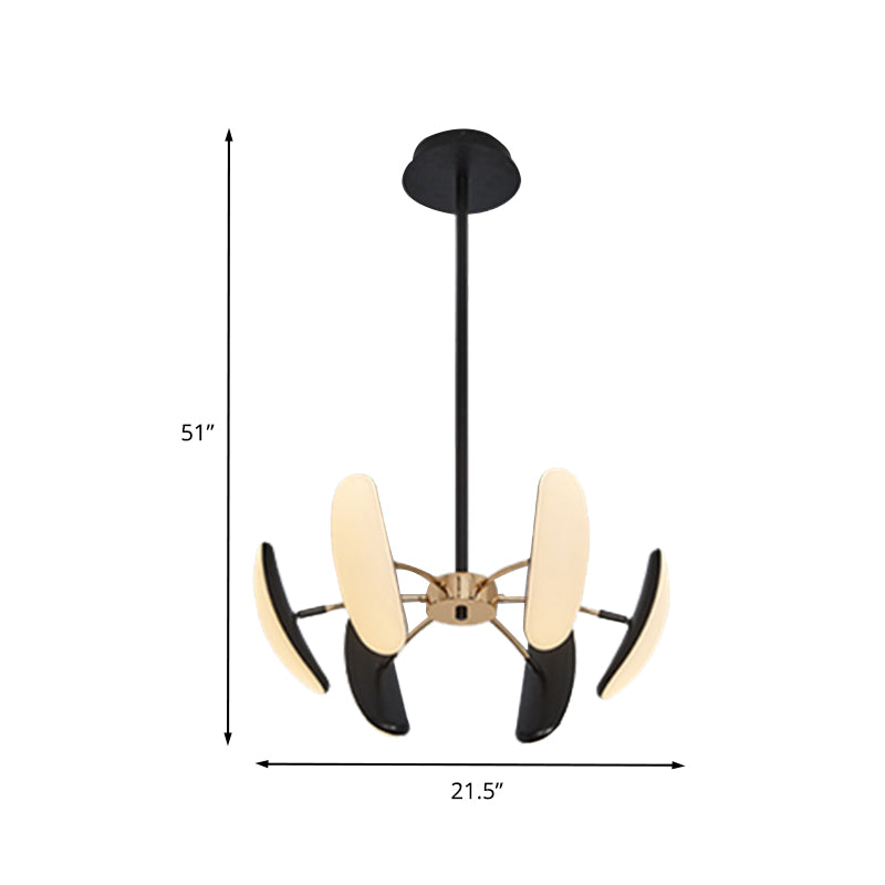 Rotatable Oval Chandelier Light Contemporary Acrylic 4/6 Heads Black Ceiling Pendant with Radial Design for Dining Room, 18"/21.5" Wide Clearhalo 'Ceiling Lights' 'Chandeliers' 'Modern Chandeliers' 'Modern' Lighting' 740233