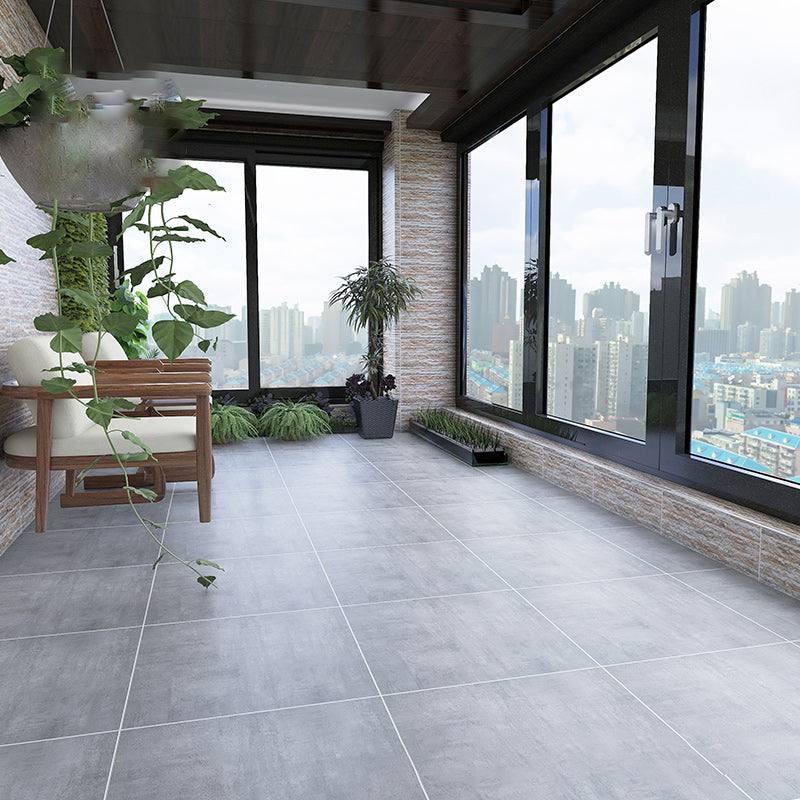 Floor Tile Square Scratch Resistant Ceramic Marble Print Non-Skid Matter Floor Tile Smoke Gray 52 Pieces Clearhalo 'Floor Tiles & Wall Tiles' 'floor_tiles_wall_tiles' 'Flooring 'Home Improvement' 'home_improvement' 'home_improvement_floor_tiles_wall_tiles' Walls and Ceiling' 7410535