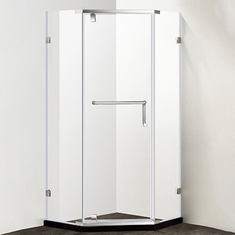 Neo-Angle Tempered Glass Shower Enclosure Black Framed Shower Kit Silver Clearhalo 'Bathroom Remodel & Bathroom Fixtures' 'Home Improvement' 'home_improvement' 'home_improvement_shower_stalls_enclosures' 'Shower Stalls & Enclosures' 'shower_stalls_enclosures' 'Showers & Bathtubs' 7417464