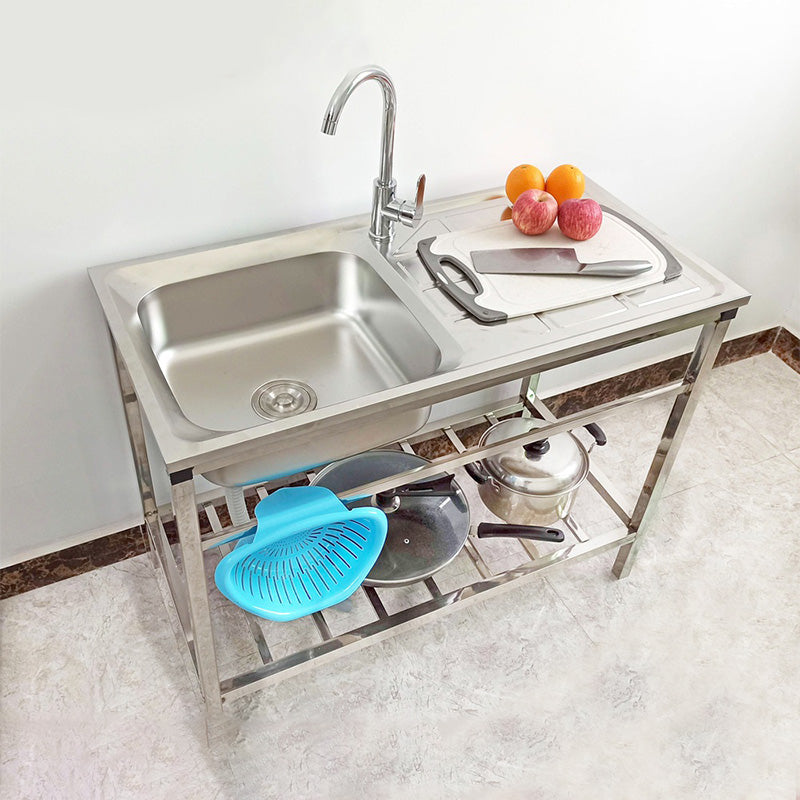 Kitchen Sink Stainless Steel Drop-In Rectangle All-in-one Kitchen Sink 39.4"L x 19.7"W x 29.5"H Sink with Faucet Hot Cold Water Dispensers Clearhalo 'Home Improvement' 'home_improvement' 'home_improvement_kitchen_sinks' 'Kitchen Remodel & Kitchen Fixtures' 'Kitchen Sinks & Faucet Components' 'Kitchen Sinks' 'kitchen_sinks' 7422004