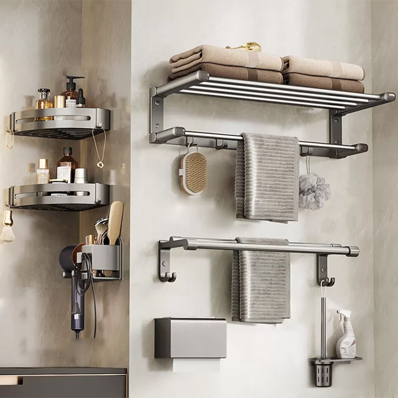 Modern Bath Hardware Set Adhesive Mount Bathroom Hardware Set 7-Piece Set (Hair Dryer Holder) Clearhalo 'Bathroom Hardware Sets' 'Bathroom Hardware' 'Bathroom Remodel & Bathroom Fixtures' 'bathroom_hardware_sets' 'Home Improvement' 'home_improvement' 'home_improvement_bathroom_hardware_sets' 7435728