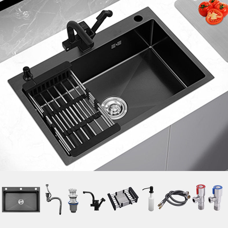 Stainless Steel Kitchen Sink Rectangular Shape Single Bowl Kitchen Sink Sink with Faucet Robot Faucet Clearhalo 'Home Improvement' 'home_improvement' 'home_improvement_kitchen_sinks' 'Kitchen Remodel & Kitchen Fixtures' 'Kitchen Sinks & Faucet Components' 'Kitchen Sinks' 'kitchen_sinks' 7440190