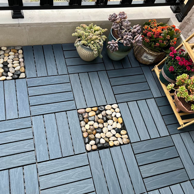 Classical Wood Outdoor Flooring Interlocking Patio Flooring Tiles Grey Blue 10.7 sq ft. - 11 Pieces Clearhalo 'Home Improvement' 'home_improvement' 'home_improvement_outdoor_deck_tiles_planks' 'Outdoor Deck Tiles & Planks' 'Outdoor Flooring & Tile' 'Outdoor Remodel' 'outdoor_deck_tiles_planks' 7465081
