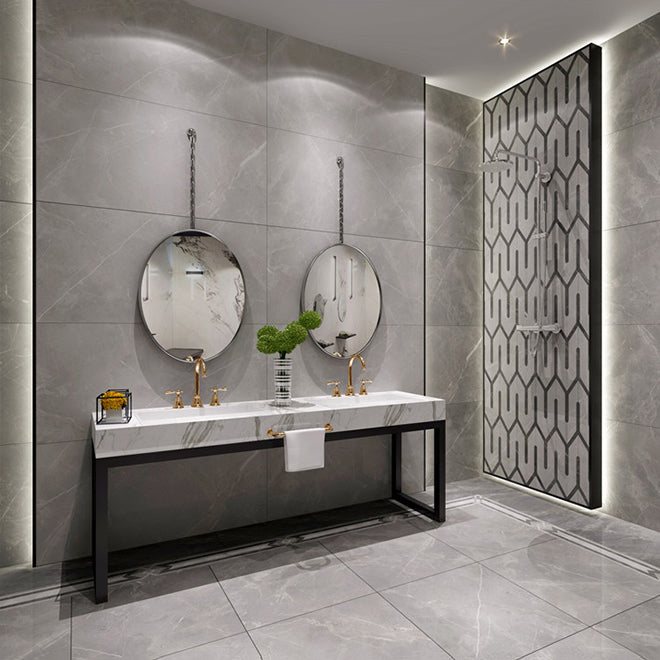 Contemporary Floor and Wall Tile Porcelain Marble Printed Frosted Tile Clearhalo 'Floor Tiles & Wall Tiles' 'floor_tiles_wall_tiles' 'Flooring 'Home Improvement' 'home_improvement' 'home_improvement_floor_tiles_wall_tiles' Walls and Ceiling' 7466568
