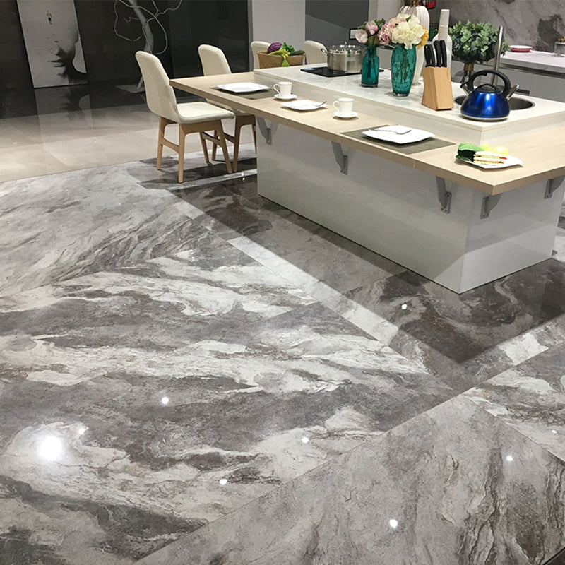 Contemporary Floor and Wall Tile Porcelain Marble Printed Frosted Tile Smoke Gray 27 Pieces Clearhalo 'Floor Tiles & Wall Tiles' 'floor_tiles_wall_tiles' 'Flooring 'Home Improvement' 'home_improvement' 'home_improvement_floor_tiles_wall_tiles' Walls and Ceiling' 7466574