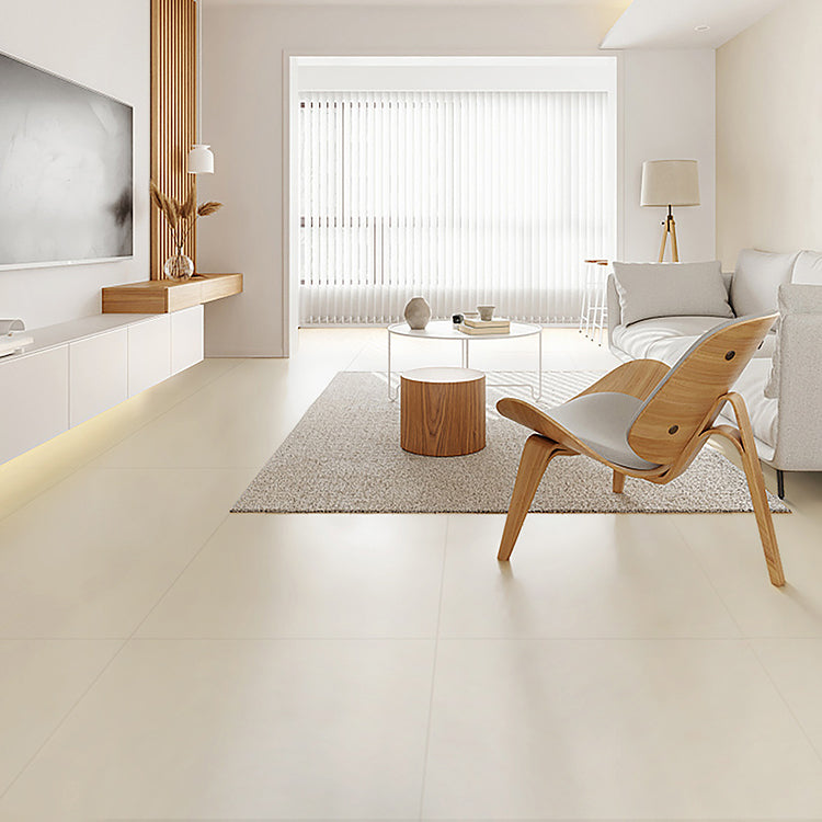 Pure Color Floor Tile Scratch Resistant Rectangle Straight Edge Floor Tile Cream White 26 Pieces Clearhalo 'Floor Tiles & Wall Tiles' 'floor_tiles_wall_tiles' 'Flooring 'Home Improvement' 'home_improvement' 'home_improvement_floor_tiles_wall_tiles' Walls and Ceiling' 7466766