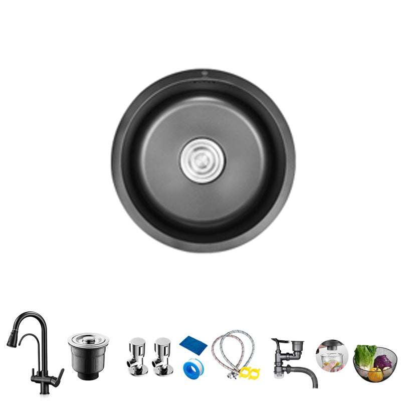 Single Bowl Kitchen Sink Stainless Steel Round Sink with Drain Assembly Sink with Faucet Double Tap for Water Purification Clearhalo 'Home Improvement' 'home_improvement' 'home_improvement_kitchen_sinks' 'Kitchen Remodel & Kitchen Fixtures' 'Kitchen Sinks & Faucet Components' 'Kitchen Sinks' 'kitchen_sinks' 7482007