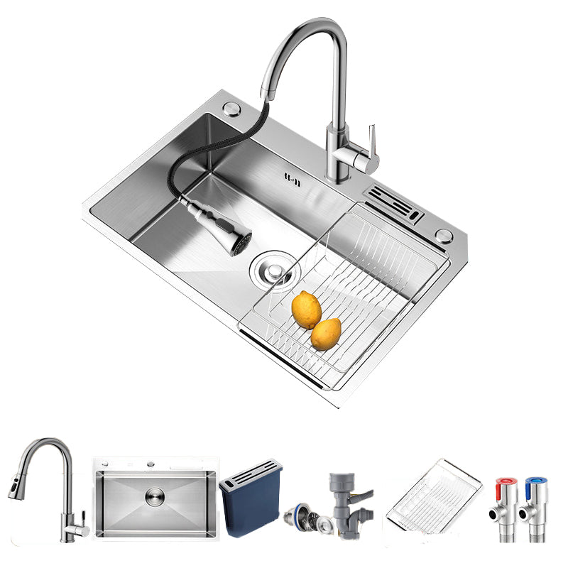 Kitchen Sink Overflow Hole Design Kitchen Sink with Drain Assembly 29.5"L x 18.1"W x 8.7"H Three Outlet Water Draw Tap Clearhalo 'Home Improvement' 'home_improvement' 'home_improvement_kitchen_sinks' 'Kitchen Remodel & Kitchen Fixtures' 'Kitchen Sinks & Faucet Components' 'Kitchen Sinks' 'kitchen_sinks' 7490476