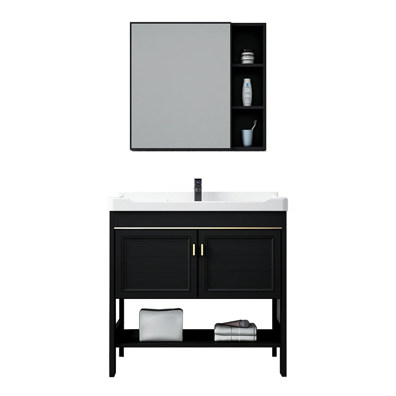 Glam Freestanding Bathroom Sink Vanity Single-Sink Bathroom Vanity Vanity & Faucet & Mirror Cabinet Clearhalo 'Bathroom Remodel & Bathroom Fixtures' 'Bathroom Vanities' 'bathroom_vanities' 'Home Improvement' 'home_improvement' 'home_improvement_bathroom_vanities' 7498423