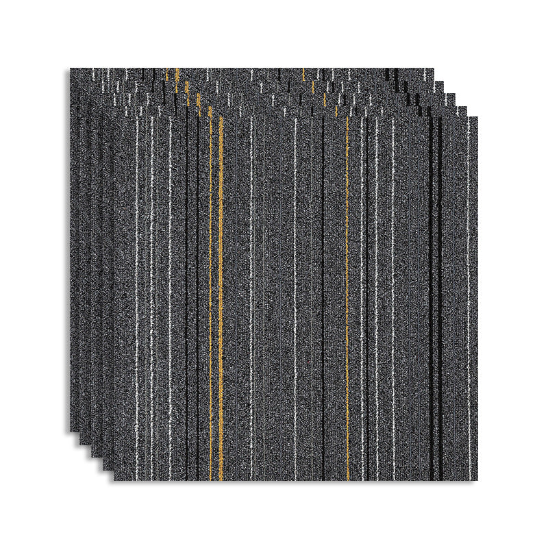 Stripe Printed Carpet Tiles Office Room Loose Lay Level Loop Square Carpet Floor Tile Gray-Gold Clearhalo 'Carpet Tiles & Carpet Squares' 'carpet_tiles_carpet_squares' 'Flooring 'Home Improvement' 'home_improvement' 'home_improvement_carpet_tiles_carpet_squares' Walls and Ceiling' 7505499