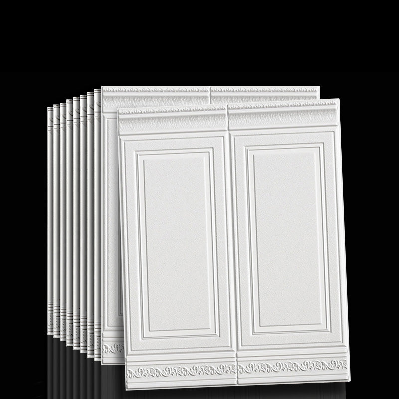 Contemporary Waterproof 3D Wainscoting Peel and Stick Indoor Wallboard Gloss White 10-Piece Set Clearhalo 'Flooring 'Home Improvement' 'home_improvement' 'home_improvement_wall_paneling' 'Wall Paneling' 'wall_paneling' 'Walls & Ceilings' Walls and Ceiling' 7529597