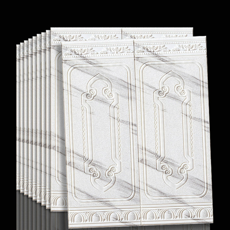 Contemporary Waterproof Wainscoting Peel and Stick Indoor Wallboard White-Gray 10-Piece Set Clearhalo 'Flooring 'Home Improvement' 'home_improvement' 'home_improvement_wall_paneling' 'Wall Paneling' 'wall_paneling' 'Walls & Ceilings' Walls and Ceiling' 7529850