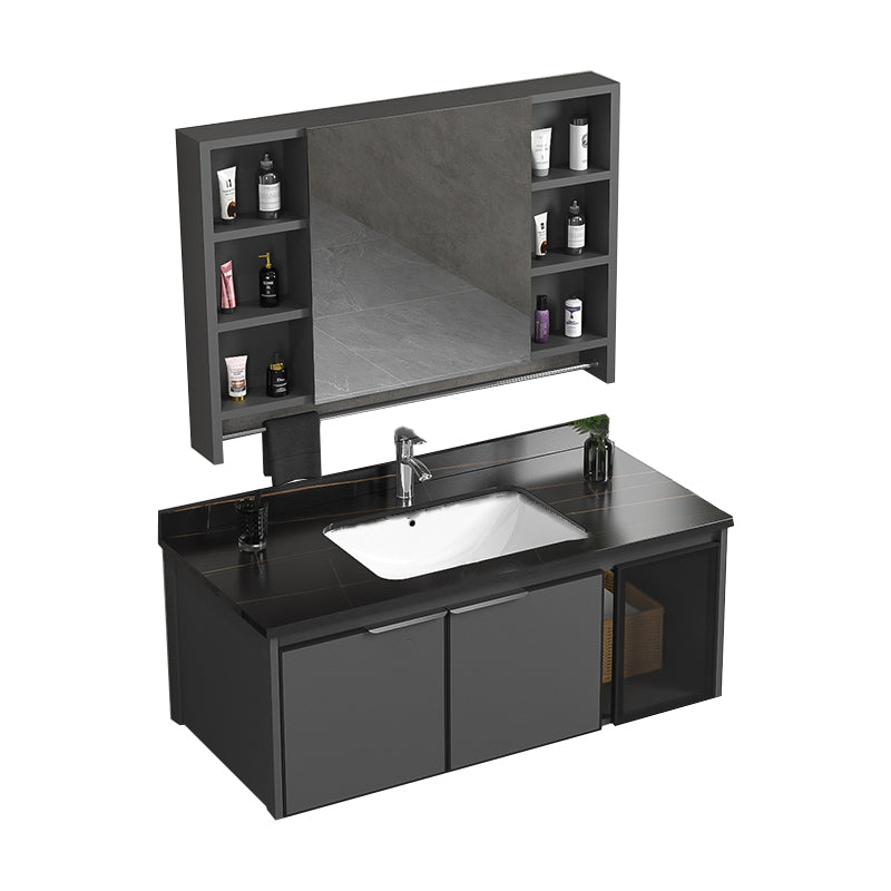 Single Sink Bathroom Vanity Wall Mount Rectangular Single Modern Vanity Set Vanity & Faucet & Mirror Cabinet Towel Bar Included Clearhalo 'Bathroom Remodel & Bathroom Fixtures' 'Bathroom Vanities' 'bathroom_vanities' 'Home Improvement' 'home_improvement' 'home_improvement_bathroom_vanities' 7551383