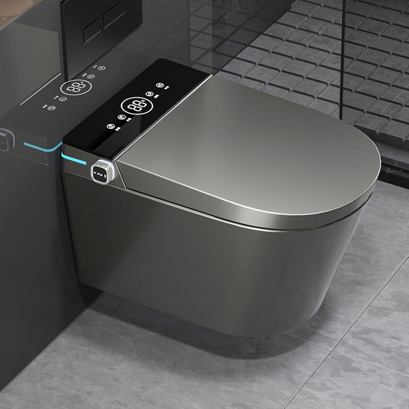 Minimalism Wall Mounted Bidet Elongated Foot Sensor Ceramic Heated Seat Grey Clearhalo 'Bathroom Remodel & Bathroom Fixtures' 'Bidets' 'Home Improvement' 'home_improvement' 'home_improvement_bidets' 'Toilets & Bidets' 7555047