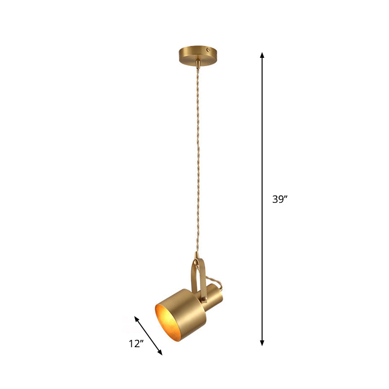 Brass Rotating Torch Pendant Lighting Postmodern 1 Head Metal Hanging Ceiling Light for Living Room Clearhalo 'Ceiling Lights' 'Modern Pendants' 'Modern' 'Pendant Lights' 'Pendants' Lighting' 759702