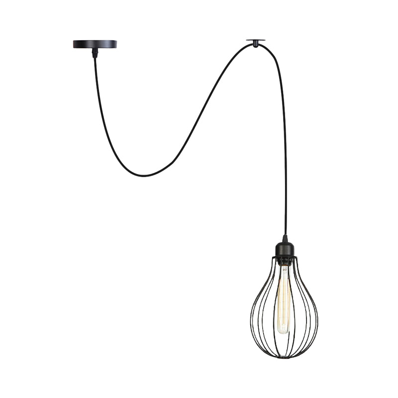 Iron Jar Mesh Pendant Ceiling Light Antiqued 1 Head Restaurant Hanging Lamp Kit in Black Clearhalo 'Art Deco Pendants' 'Black' 'Cast Iron' 'Ceiling Lights' 'Ceramic' 'Crystal' 'Industrial Pendants' 'Industrial' 'Metal' 'Middle Century Pendants' 'Pendant Lights' 'Pendants' 'Rustic Pendants' 'Tiffany' Lighting' 759755