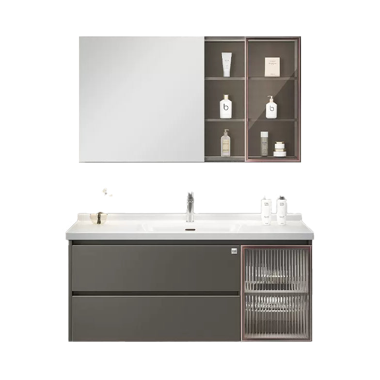 Rectangular Vanity Set Modern Ceramic Top Single-Sink Wall Mount Bath Vanity Vanity & Faucet & Mirror Cabinet https: res.litfad.com site img item 2023 02 25 7610712 1200x1200.jpg Clearhalo 'Bathroom Remodel & Bathroom Fixtures' 'Bathroom Vanities' 'bathroom_vanities' 'Home Improvement' 'home_improvement' 'home_improvement_bathroom_vanities' 7610712