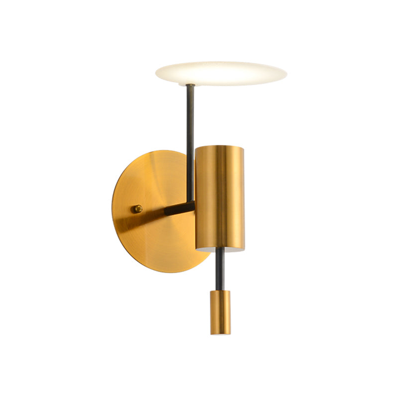 Brass Tube Wall Mounted Light Postmodern 1-Bulb Metal LED Sconce