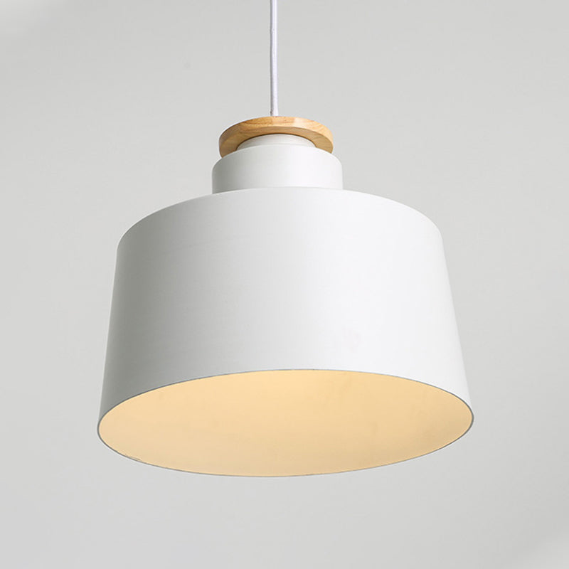 1 Head Barn/Cylinder/Tapered Pendant Light Modern Style Black/White Finish Metal Hanging Ceiling Light with Adjustable Cord Clearhalo 'Ceiling Lights' 'Modern Pendants' 'Modern' 'Pendant Lights' 'Pendants' Lighting' 765117