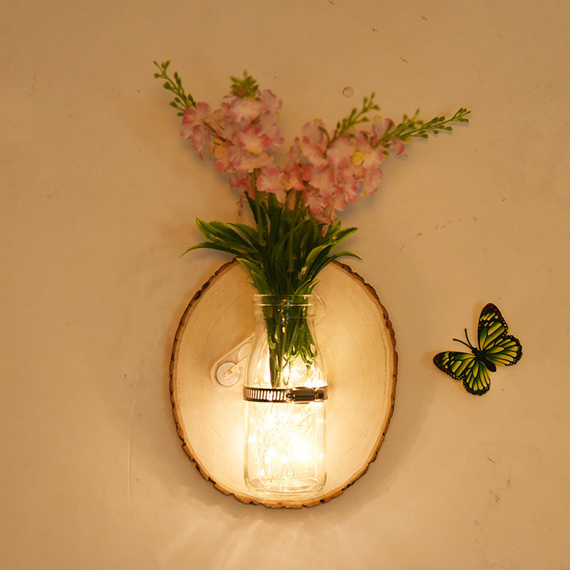 Multicolored Floral Wall String Light Rustic Clear Glass Shade Twinkle Light for Cafe Pink Clearhalo 'Wall Lamps & Sconces' 'Wall Lights' Lighting' 767453