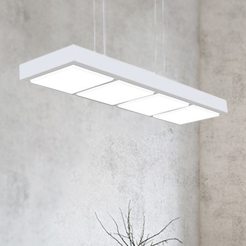 Rectangular Island Lamp Modern Metal 3/4/5 Lights Black/White Office Hanging Light in Warm/White Clearhalo 'Ceiling Lights' 'Island Lights' Lighting' 767633