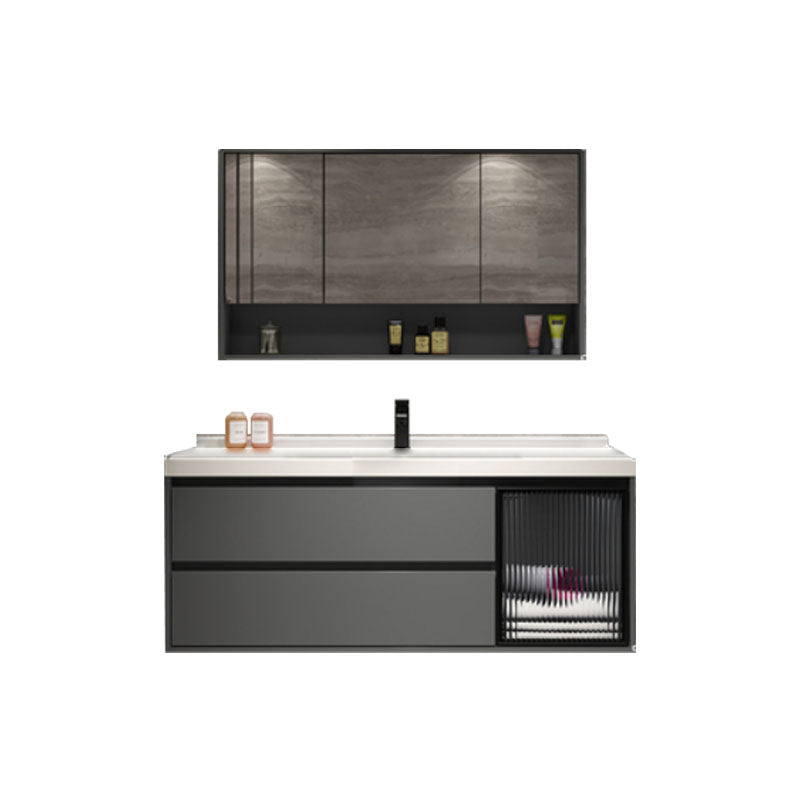 Modern Metal Grey Wall Mount Bathroom Sink Vanity with Mirror Vanity & Faucet & Mirror Cabinet https: res.litfad.com site img item 2023 03 21 7692280 1200x1200.jpg Clearhalo 'Bathroom Remodel & Bathroom Fixtures' 'Bathroom Vanities' 'bathroom_vanities' 'Home Improvement' 'home_improvement' 'home_improvement_bathroom_vanities' 7692280