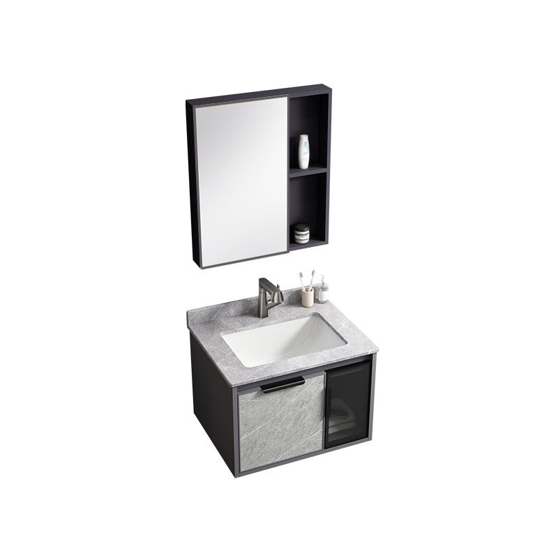 Modern Bathroom Sink Vanity Wall Mounted Bathroom Sink Vanity Faucet Included Vanity & Faucet & Mirror Cabinet 24"L x 16"W x 18"H Clearhalo 'Bathroom Remodel & Bathroom Fixtures' 'Bathroom Vanities' 'bathroom_vanities' 'Home Improvement' 'home_improvement' 'home_improvement_bathroom_vanities' 7692465