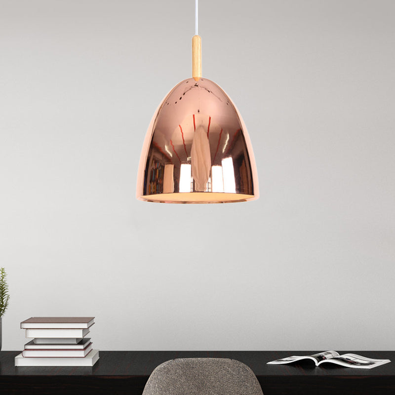 Bell Industrial Hanging Lamp with Electroplate Metal Shade Single Light Pendant Light Clearhalo 'Art Deco Pendants' 'Cast Iron' 'Ceiling Lights' 'Ceramic' 'Crystal' 'Industrial Pendants' 'Industrial' 'Metal' 'Middle Century Pendants' 'Pendant Lights' 'Pendants' 'Tiffany' Lighting' 769722