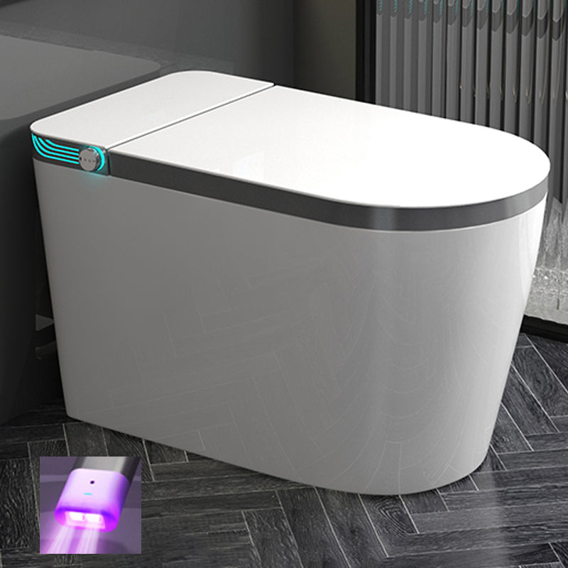 White Elongated Floor Standing Bidet with Warm Air Dryer and Bidet Sprayer White Gray Automatic Lid( Top Configuration) Clearhalo 'Bathroom Remodel & Bathroom Fixtures' 'Bidets' 'Home Improvement' 'home_improvement' 'home_improvement_bidets' 'Toilets & Bidets' 7703924