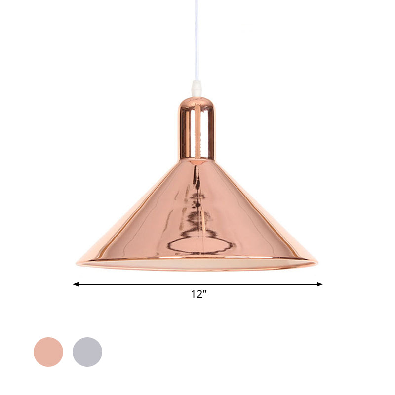 Conical Pendant Lighting with Electroplate Metal Shade Single Light Modern Hanging Light Clearhalo 'Art Deco Pendants' 'Cast Iron' 'Ceiling Lights' 'Ceramic' 'Crystal' 'Industrial Pendants' 'Industrial' 'Metal' 'Middle Century Pendants' 'Pendant Lights' 'Pendants' 'Tiffany' Lighting' 770721